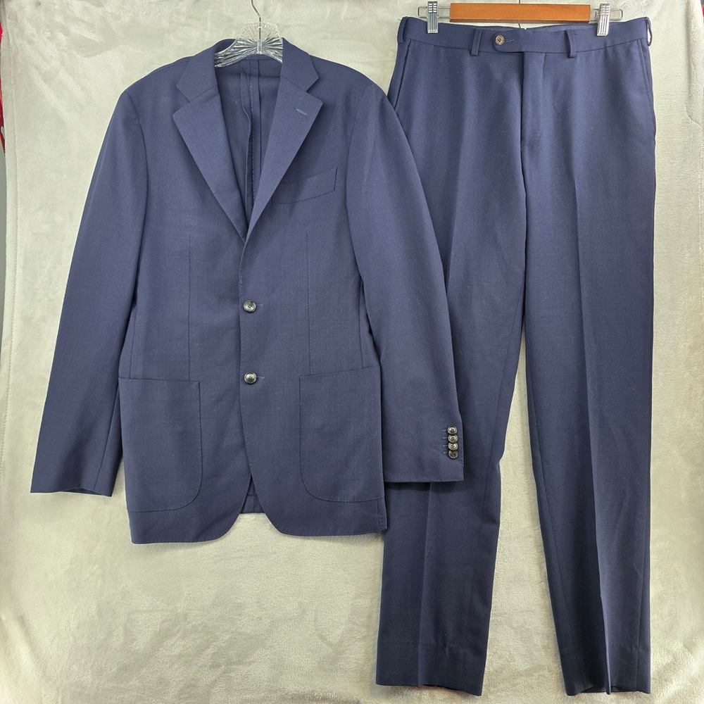 Suitsupply Suit Mens 38L slim Navy Blue Havana Unlined Brescia Lanificio‎ 32x32